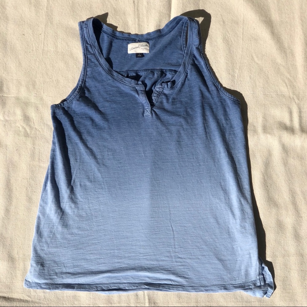 Blue & White Ombré Cotton Tank Top
